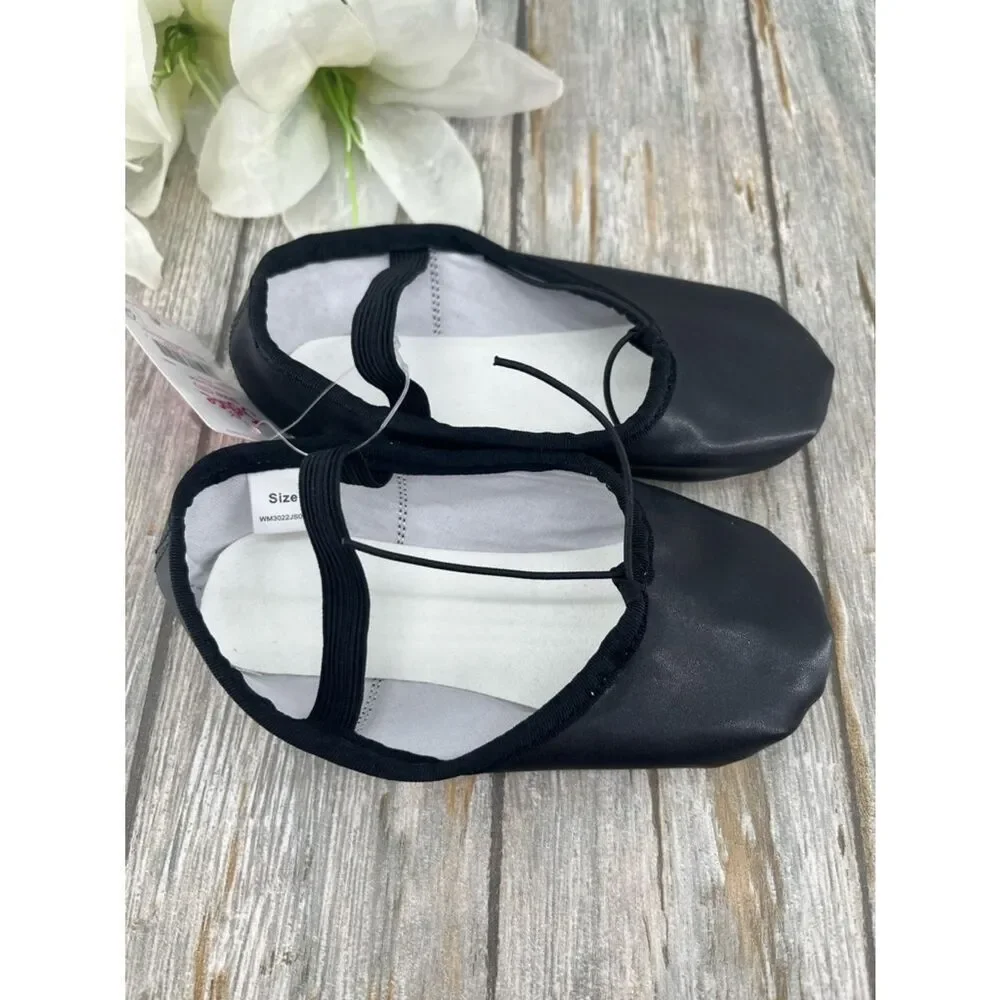 Toddler Girls Ballet Shoes Dance Class Leather Sole Adjustable Strap Size 11